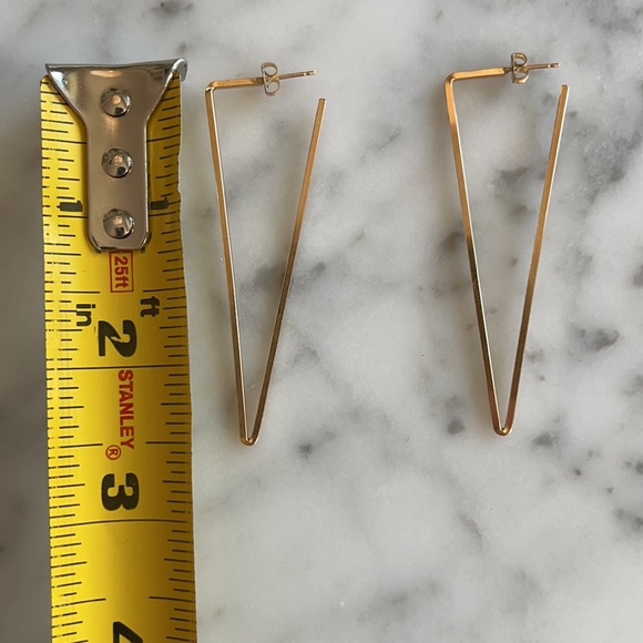 Gold Fill Triangle Hoop Earrings - Picture 4 of 5